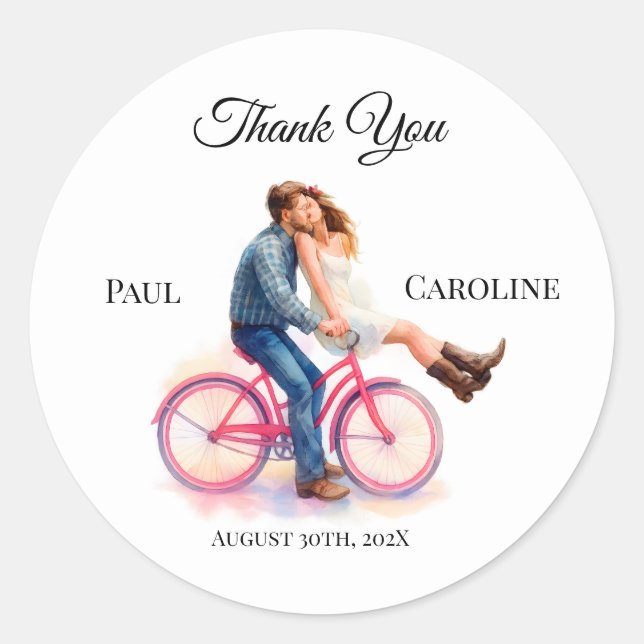 Pegatina Redonda Pareja artística Casual Romántica Boda moderna (Anverso)