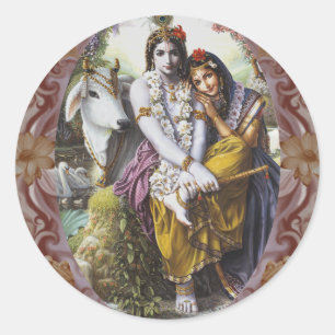 Pegatina Redonda Pareja atractiva