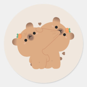 Pegatina Redonda Pareja Capybara
