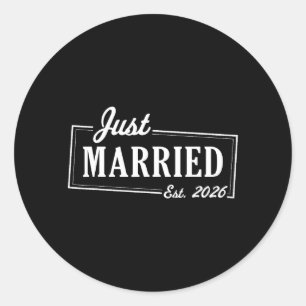 Pegatina Redonda Pareja casada en 2026 recién casados novia y novio