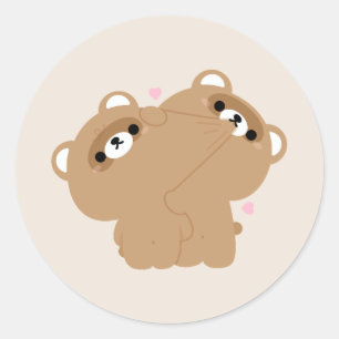 Pegatina Redonda Pareja Cute Beaver