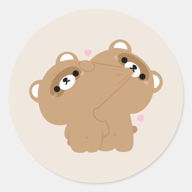Pegatina Redonda Pareja Cute Beaver (Anverso)