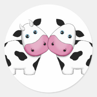 Pegatina Redonda Pareja Cute Cow