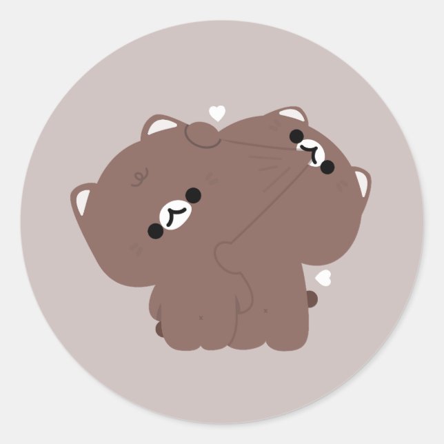 Pegatina Redonda Pareja de gatos birmana (Anverso)