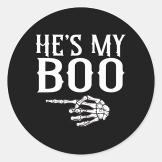 Pegatina Redonda Pareja de hombres Boo esqueleto Pareja a juego