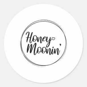 Pegatina Redonda Pareja de luna de miel Boda Honeymoonin Brides Gro