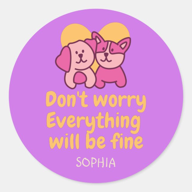 Pegatina Redonda Pareja de perro y cosecha de animaciones (Anverso)