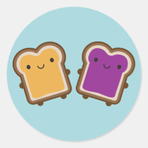Pegatina Redonda Pareja de sándwich de mantequilla de maní y mermel