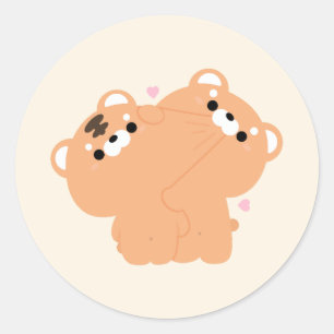 Pegatina Redonda Pareja de tigres cúrcuitos