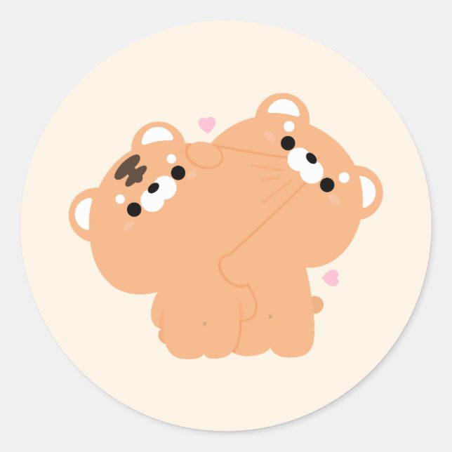 Pegatina Redonda Pareja de tigres cúrcuitos (Anverso)