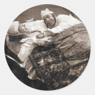 Pegatina Redonda Pareja de Vintage Stop Tickling 1906