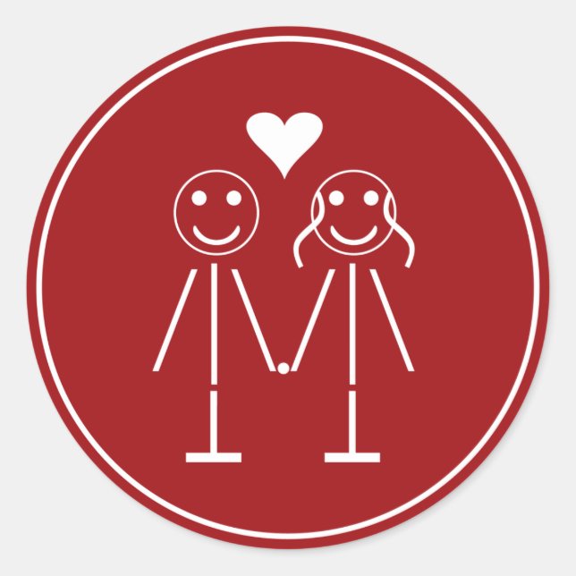 Pegatina Redonda Pareja emoticono (Anverso)