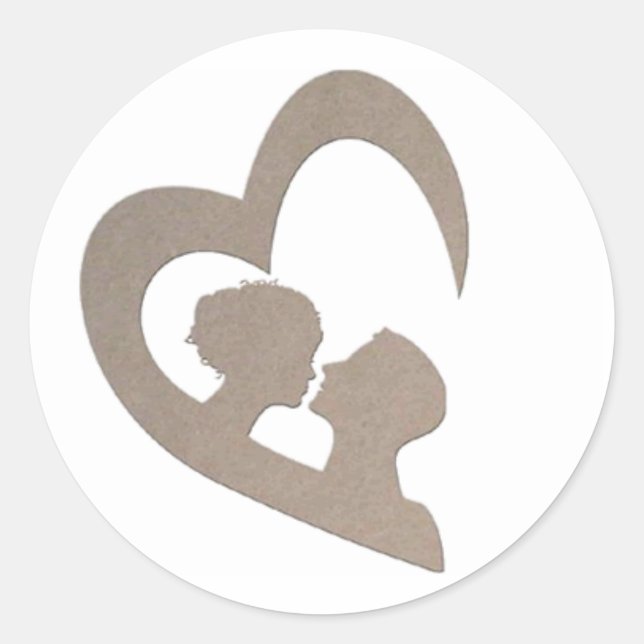 Pegatina Redonda Pareja Enamorada (Anverso)