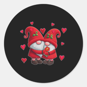 Pegatina Redonda Pareja Gnomes El día de San Valentín Corazón Vesti