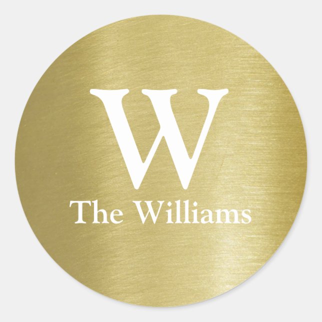 Pegatina Redonda pareja inicial y nombre (Anverso)