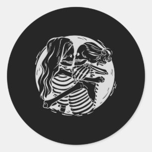 Pegatina Redonda Pareja lesbiana Lgbtq Orgullo Skeletons Besar Vale