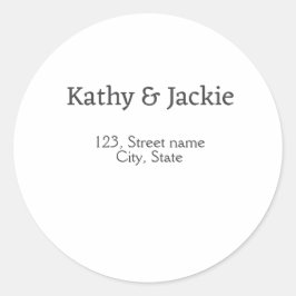 Pegatina Redonda Pareja negra blanca nombre dirección ciudad estado