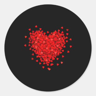 Pegatina Redonda Pareja San Valentín Corazón de Amor Rojo