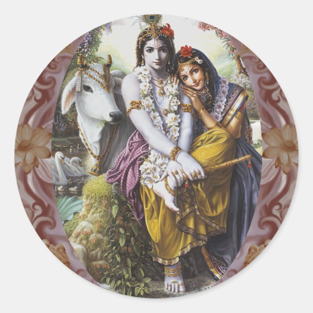 Pegatina Redonda Pareja totalmente atractiva (Anverso)