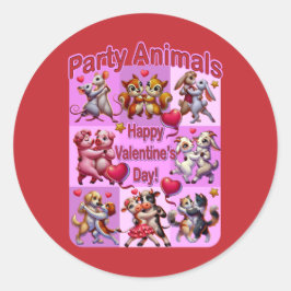 Pegatina Redonda Parejas bailarinas el día de San Valentín "Animale