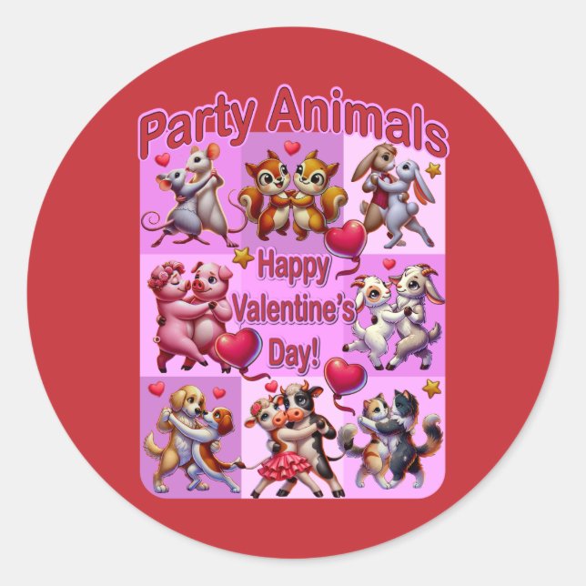 Pegatina Redonda Parejas bailarinas el día de San Valentín "Animale (Anverso)