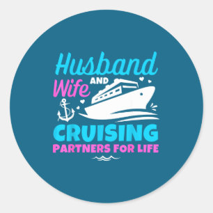 Pegatina Redonda Parejas de crucero marido mujer vida