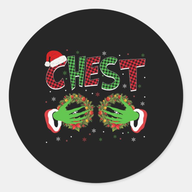 Pegatina Redonda Parejas divertidas Navidades Pajamas Xmas Hombres (Anverso)