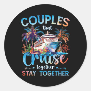 Pegatina Redonda Parejas Que Crucero Juntos Permanecen Juntos Vacac