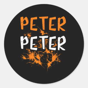 Pegatina Redonda Parejas Vestir Peter Pumpkin Comer Splash Hallowee