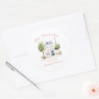 Pegatina Redonda Paris Bridal Shower Parisian Cafe