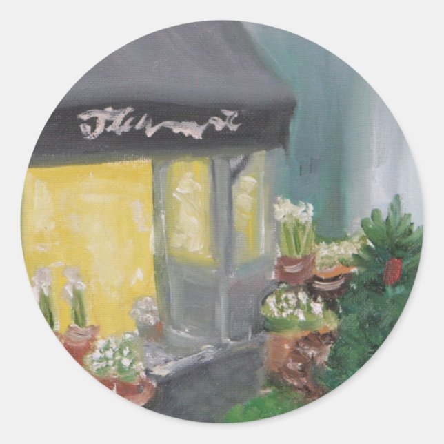 Pegatina Redonda París: Compras a la luz de las velas (Anverso)