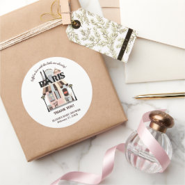 Pegatina Redonda Paris Eiffel en Amo Café Francés Baby Shower