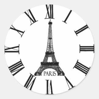 Pegatina Redonda Paris Eiffel Tower Clock French