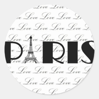 Pegatina Redonda Paris Eiffel Tower Love