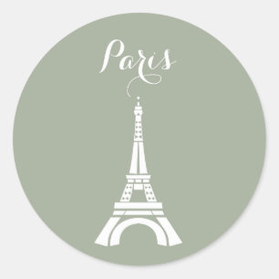 Pegatina Redonda Paris Eiffel Tower Silhouette