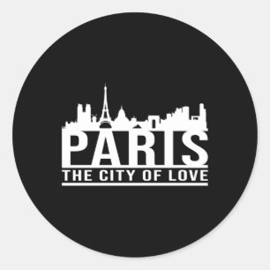 Pegatina Redonda Paris Francia City Cityscape Skyline Funny Gift