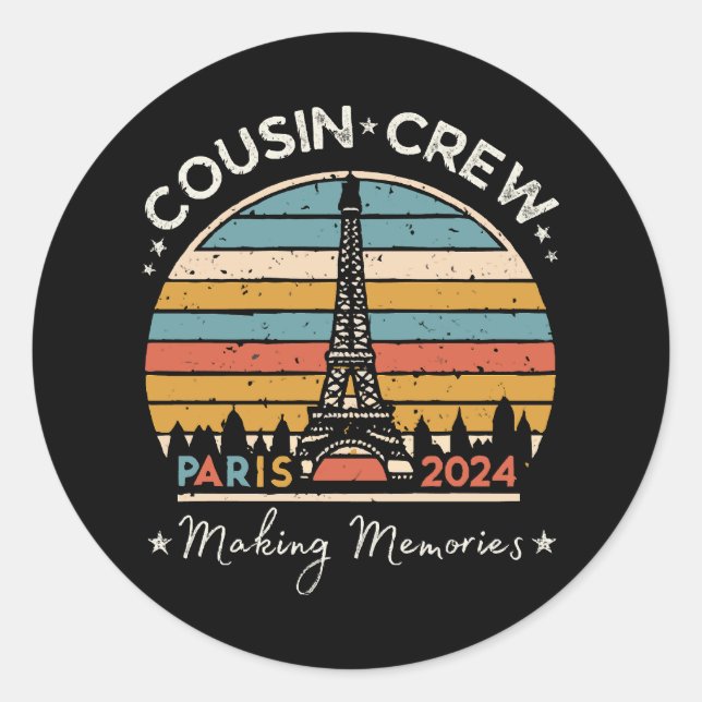 Pegatina Redonda París Francia Haciendo Recuerdos 2024 (Anverso)