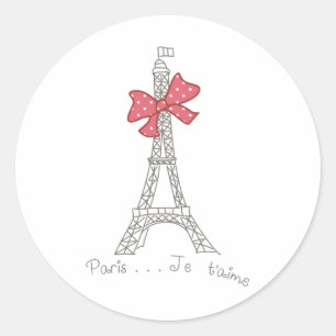 Pegatina Redonda París... Je t'aime
