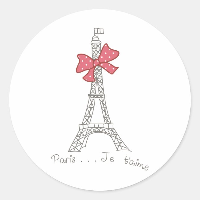 Pegatina Redonda París... Je t'aime (Anverso)