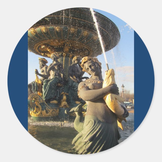 Pegatina Redonda París - Plaza de la Concordia (Anverso)