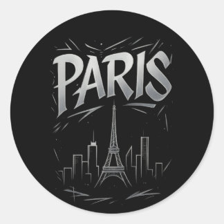 Pegatina Redonda Paris Skyline Sticker