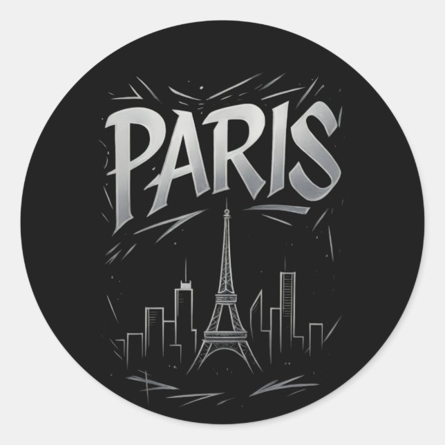 Pegatina Redonda Paris Skyline Sticker (Anverso)