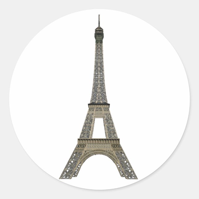 Pegatina Redonda París: Torre Eiffel: Dibujo de vectores: (Anverso)