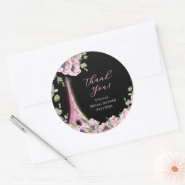 Pegatina Redonda Parisian Floral Oh la la Bridal Shower Sticker