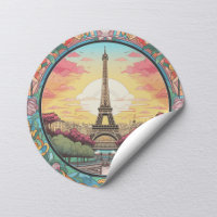Parisino Sunset Eifel Tower Paris Floral Francesa