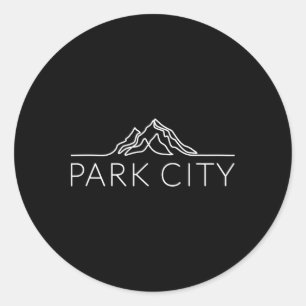 Pegatina Redonda Park City Utah Montaña Esquí Snowboard