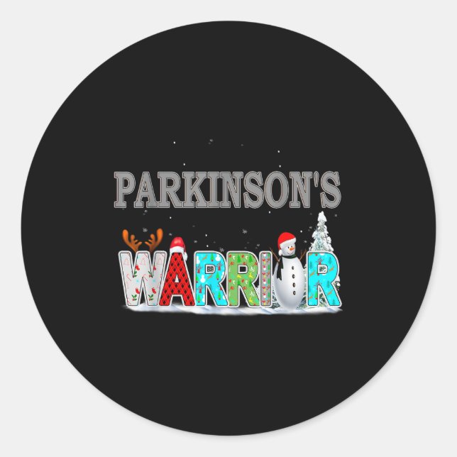 Pegatina Redonda Parkinson's Awareness For Christmas  (Anverso)