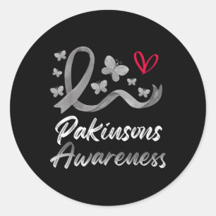 Pegatina Redonda Parkinsons Awareness Ribbon Butterflies Heart Heal