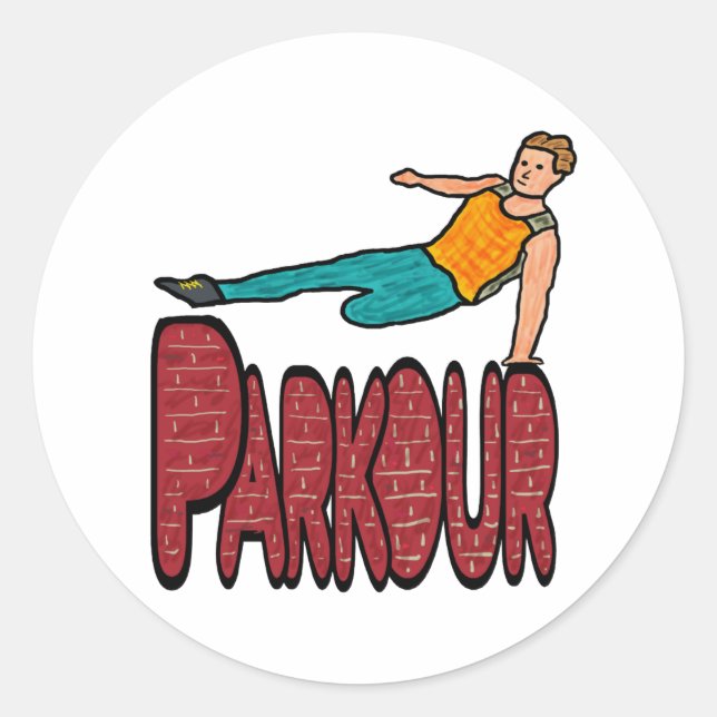 Pegatina Redonda Parkour (Anverso)
