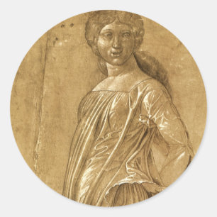 Pegatina Redonda Parnaso, Musa Bailarina de Andrea Mantegna